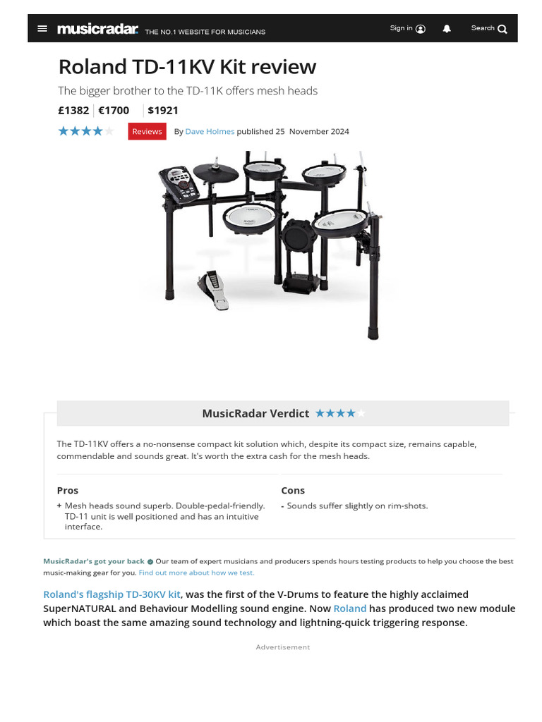 Roland TD-11KV Kit Review | PDF | Musical Instruments | Music Production