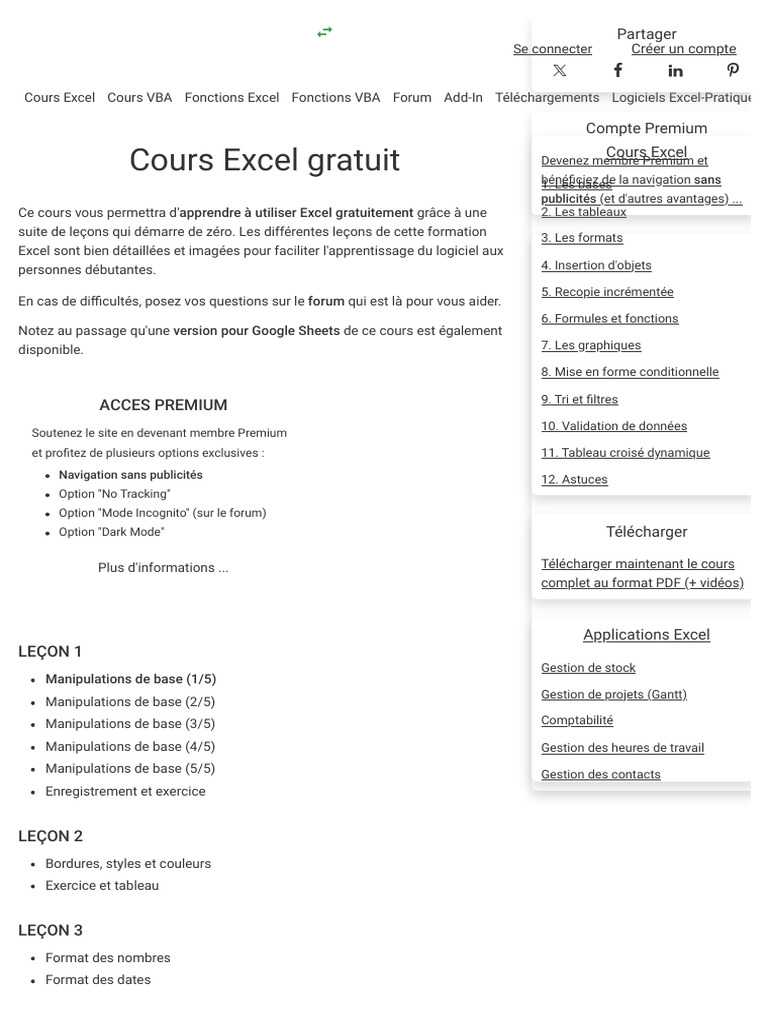 Cours Excel Gratuit et Complet PDF Microsoft Excel Logiciel — free download