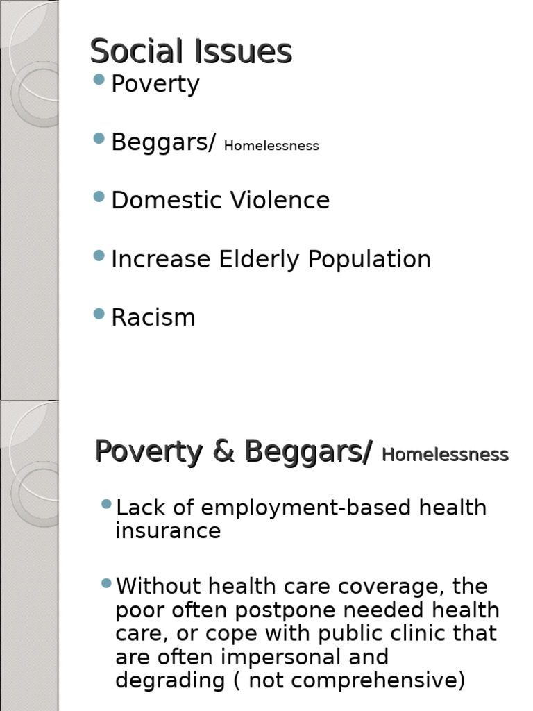 Key Social Issues Impacting Health | PDF | Homelessness | Violence