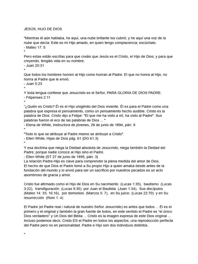 Jesús: El Hijo de Dios en la Biblia | PDF | Cristo (título) | Jesús