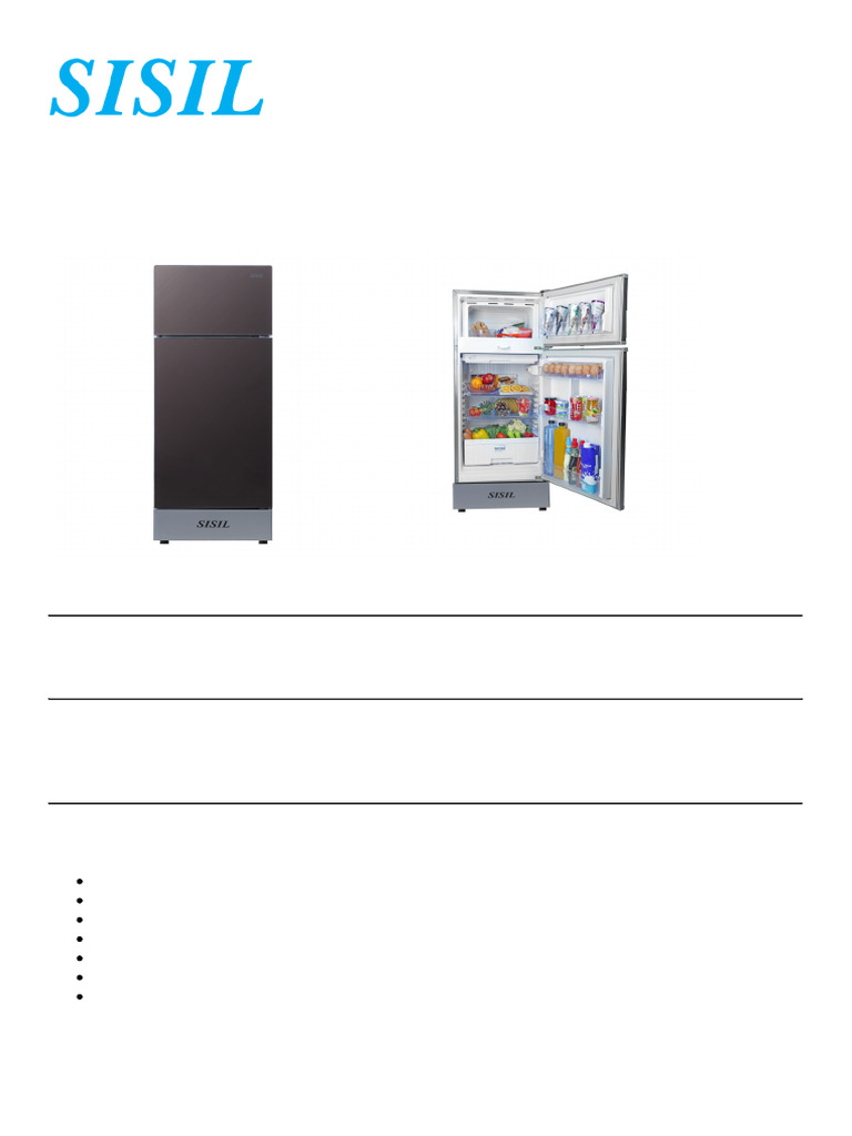 Sisil Eco Refrigerator 185L Gold Model | PDF