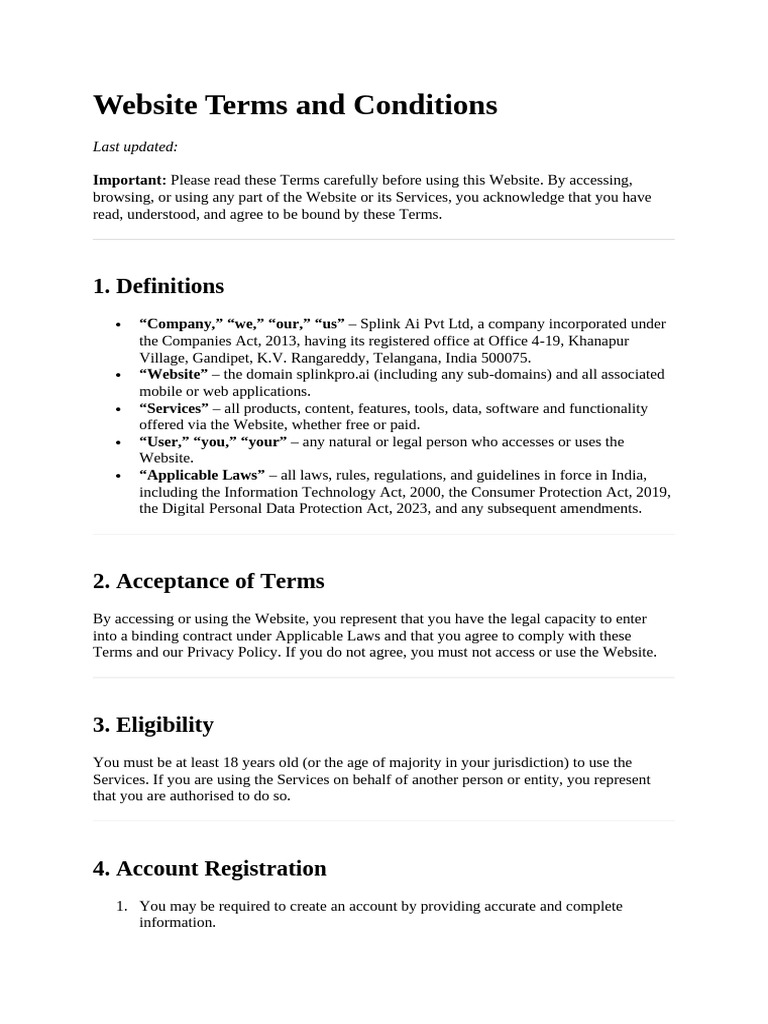 Website Terms and Conditions | PDF | Indemnity | Civil Law (Legal System)
