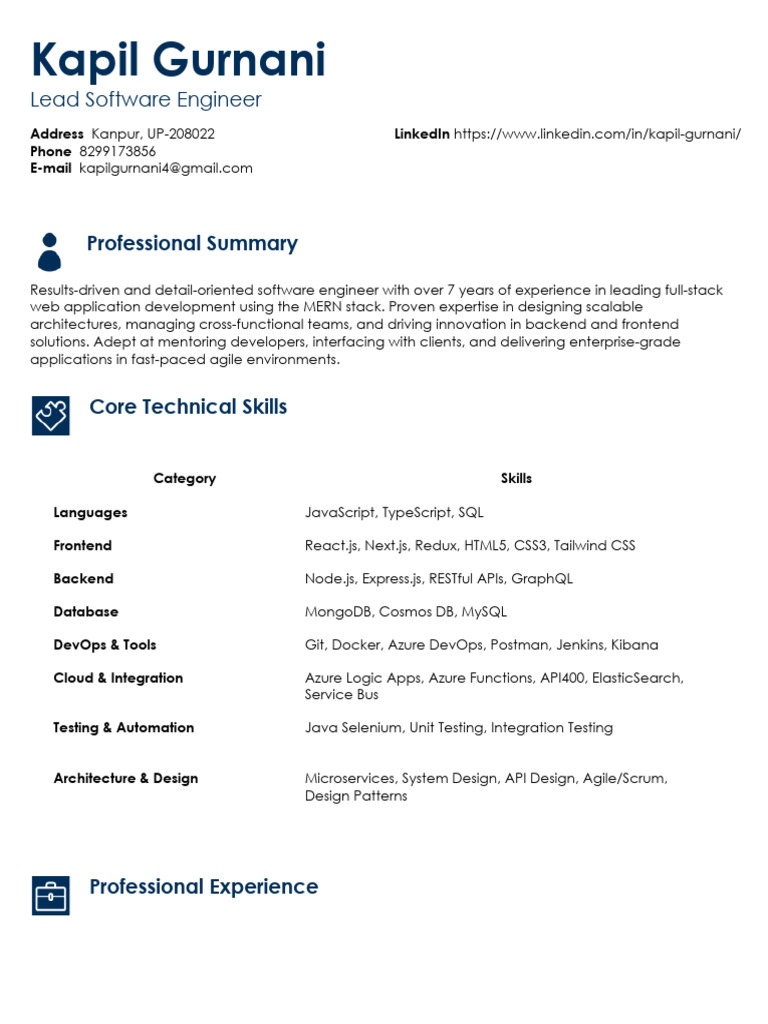 Kapil Gurnani: Software Engineer Profile | PDF | Mobile App | User ...