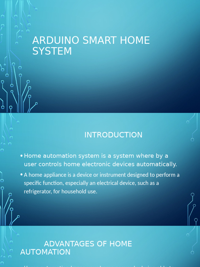 Arduino Smart Home System Overview | PDF | Home Automation | Automation