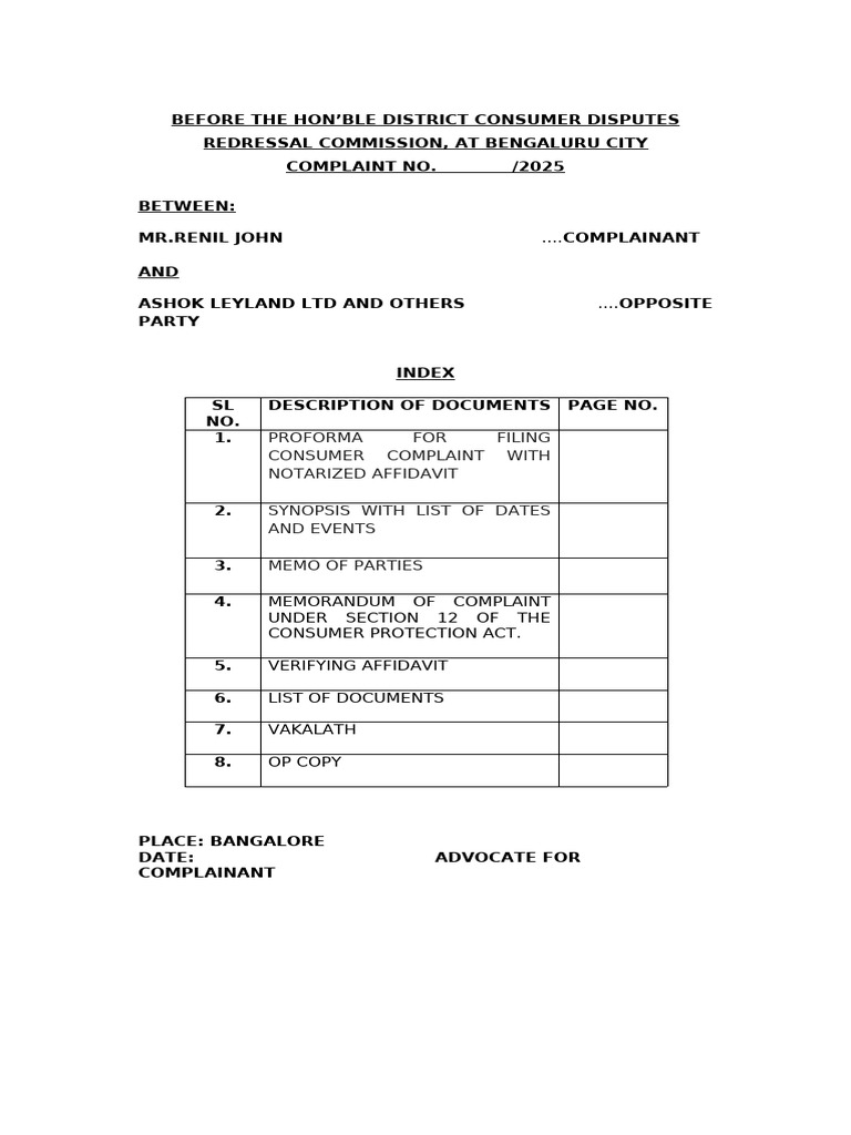 CMD Consumer Complaint DG Set Renil Final Draft | PDF | Common Law ...