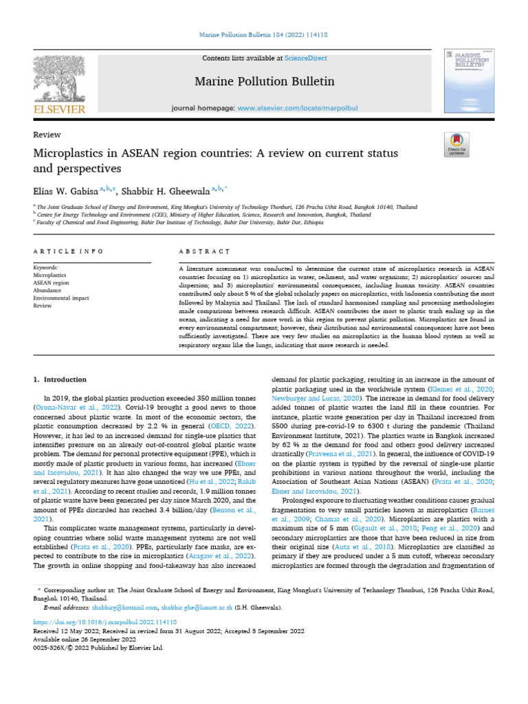 Microplastics in ASEAN: Current Status Review | PDF | Earth Sciences ...