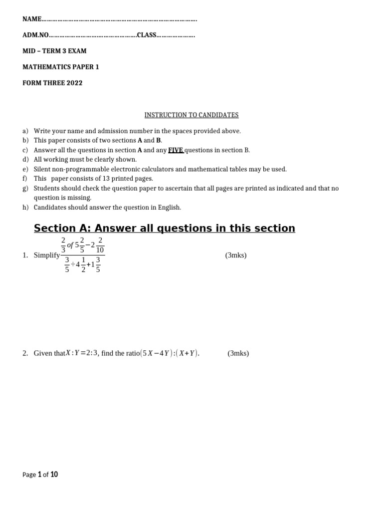 Maths F3 Q 2 | PDF | Area | Mathematics