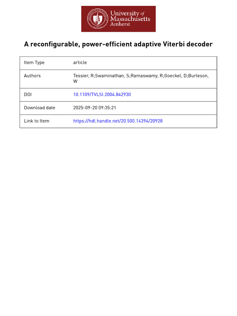 Adaptive Viterbi Decoder Power Savings | PDF | Field Programmable Gate ...