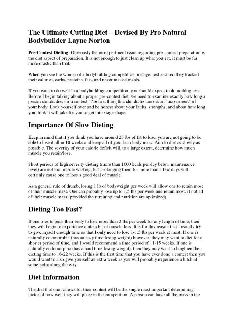 The Ultimate Cutting Diet PDF Glycogen Dieting