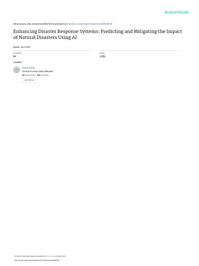 AI for Enhanced Disaster Response | PDF | Artificial Intelligence ...