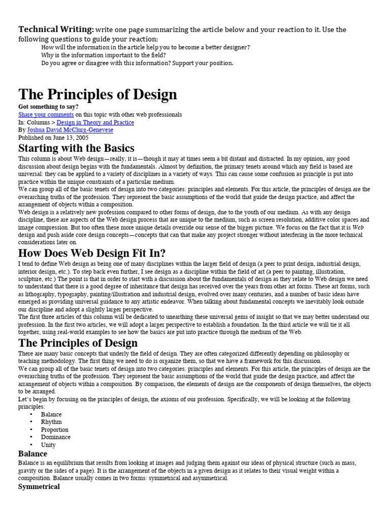 Principles of Web Design Explained | PDF | Composition (Visual Arts ...