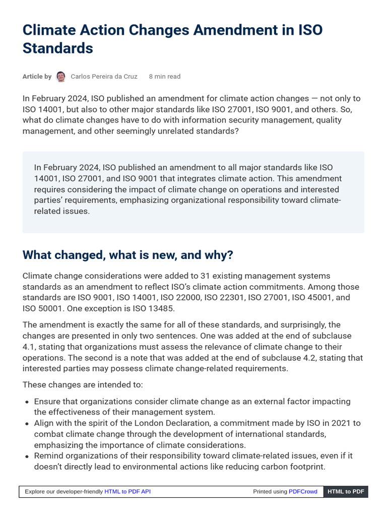 Climate Change Amendment in Iso Standards | PDF | Infrastructure ...