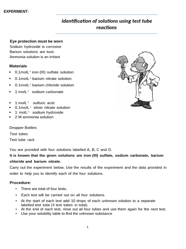 Test Tube Reaction Identification Guide | PDF | Ammonia | Acid