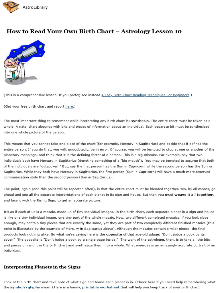 How to Read Your Birth Chart Guide | PDF | Horoscope | Local ...