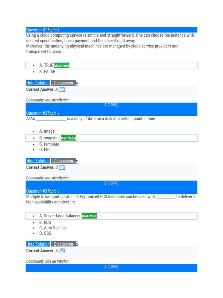 Alibaba Cloud ECS Exam Questions | PDF | Load Balancing (Computing ...