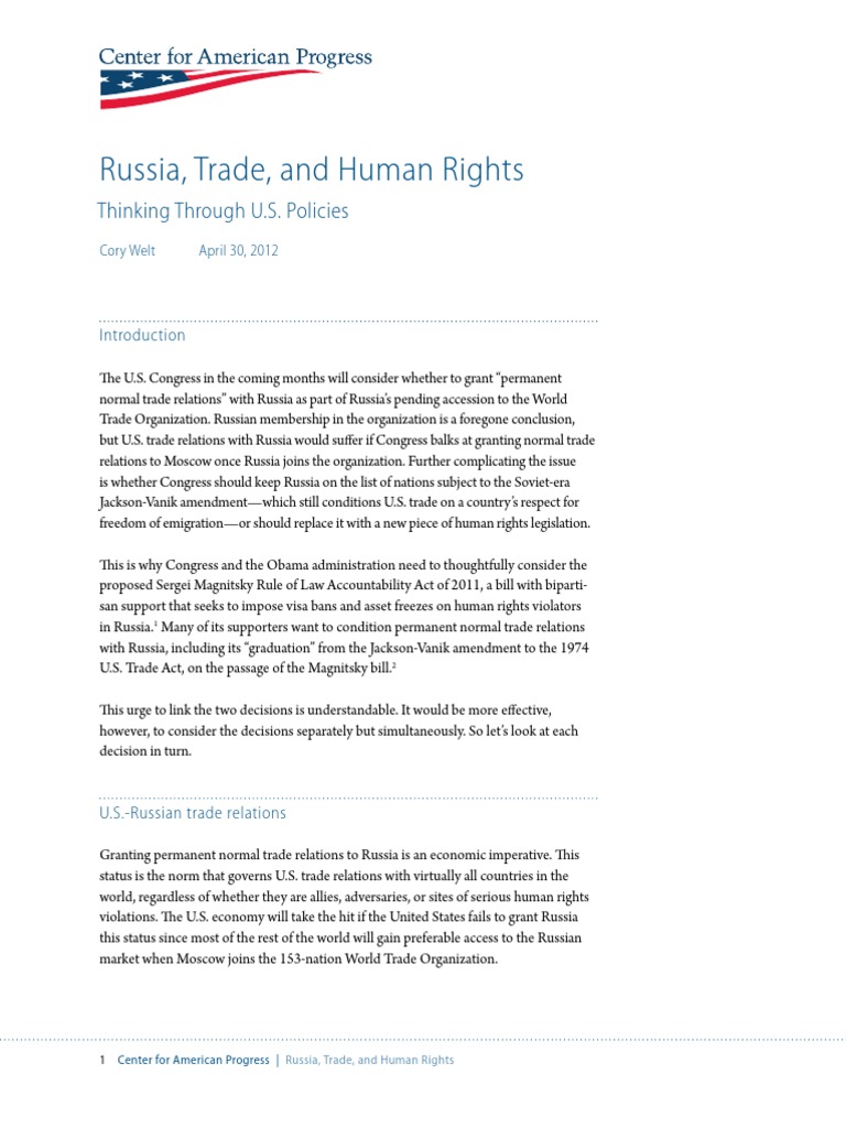 U.S. Trade Relations and Human Rights in Russia | PDF | Human Rights ...