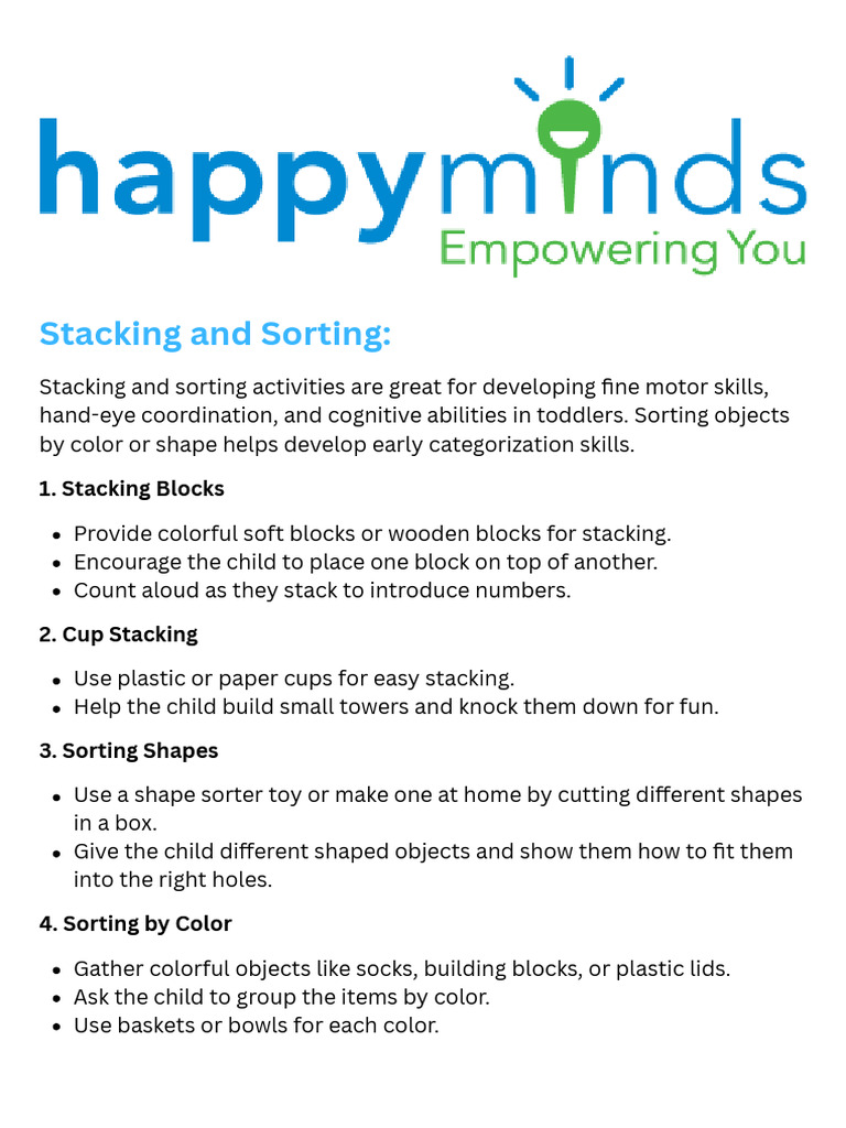 Toddler Stacking and Sorting Activities | PDF | Toys | Drawing
