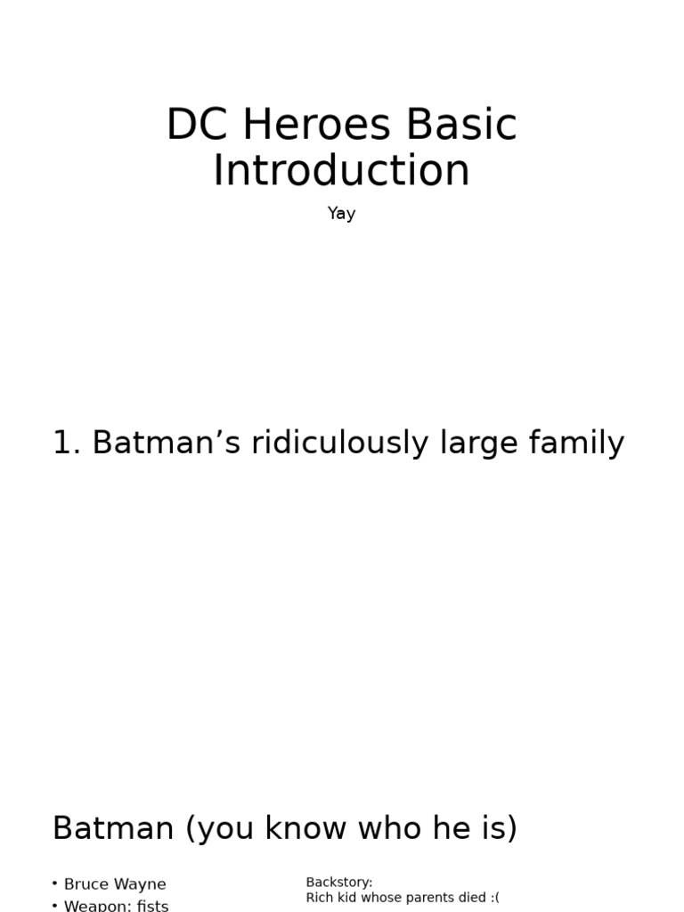 DC Heroes Basic Introduction | PDF | Batman | Dc Comics Characters