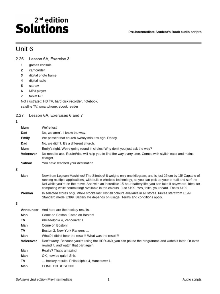 Pre-Intermediate Audio Scripts Unit 6 | PDF | Facebook | Social ...