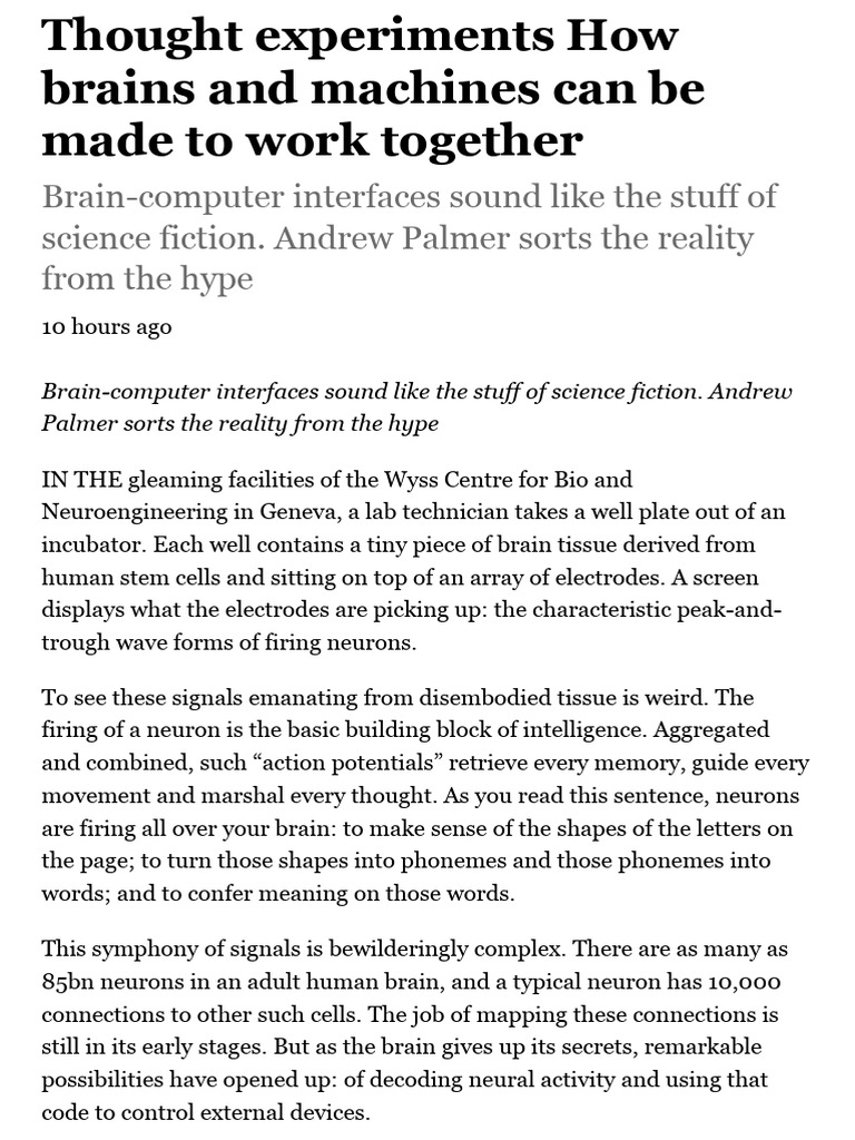 How Brains and Machines Can Be Made To Work Together - Thought ...