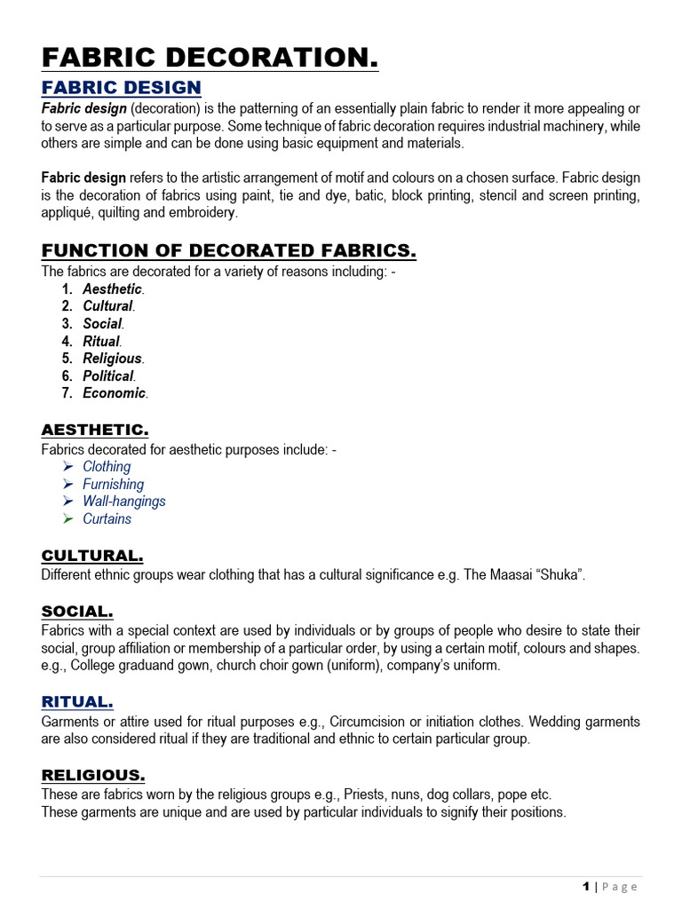 Fabric Decoration Notes Set 2 | PDF | Triangle | Textiles