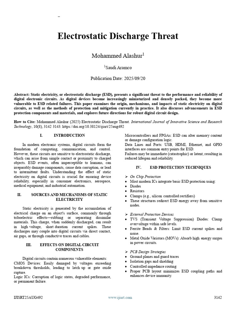 Electrostatic Discharge in Digital Circuits | PDF | Electrostatic ...