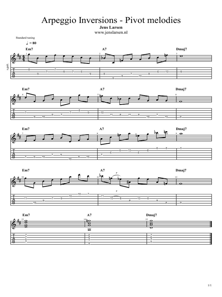 Arpeggio Inversions for Guitar | PDF | Elements Of Music | Music Theory
