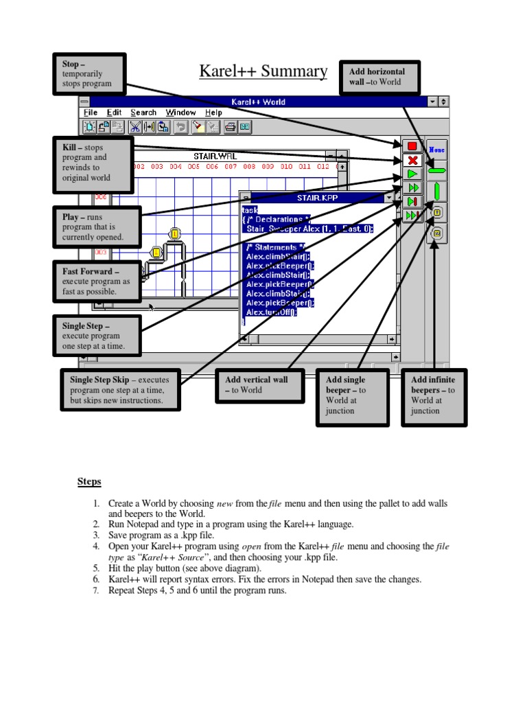 Karel++ programming guide with primitive operations, conditions ...