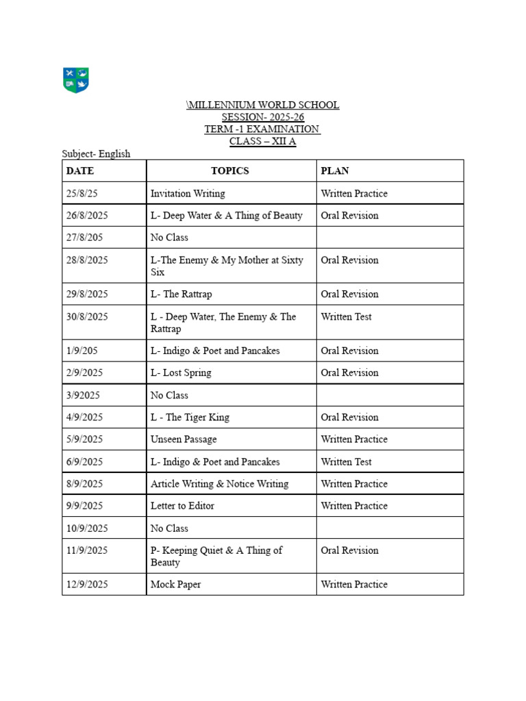 Class XII Term 1 Exam Schedule 2025-26 | PDF | Paintings | Electricity