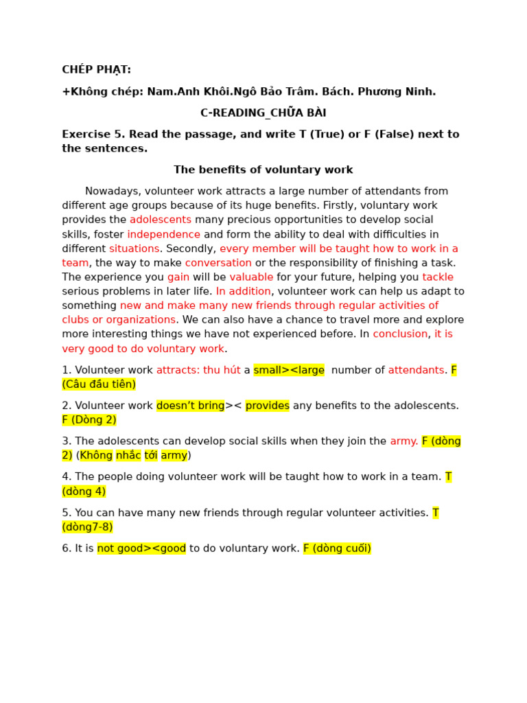 Benefits of Volunteer Work for Teens | PDF