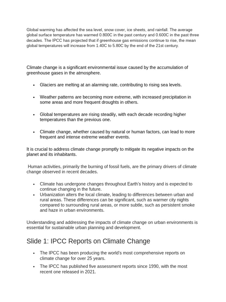 Global Warming Has Affected The Sea Level | PDF | Climate Change | Climate