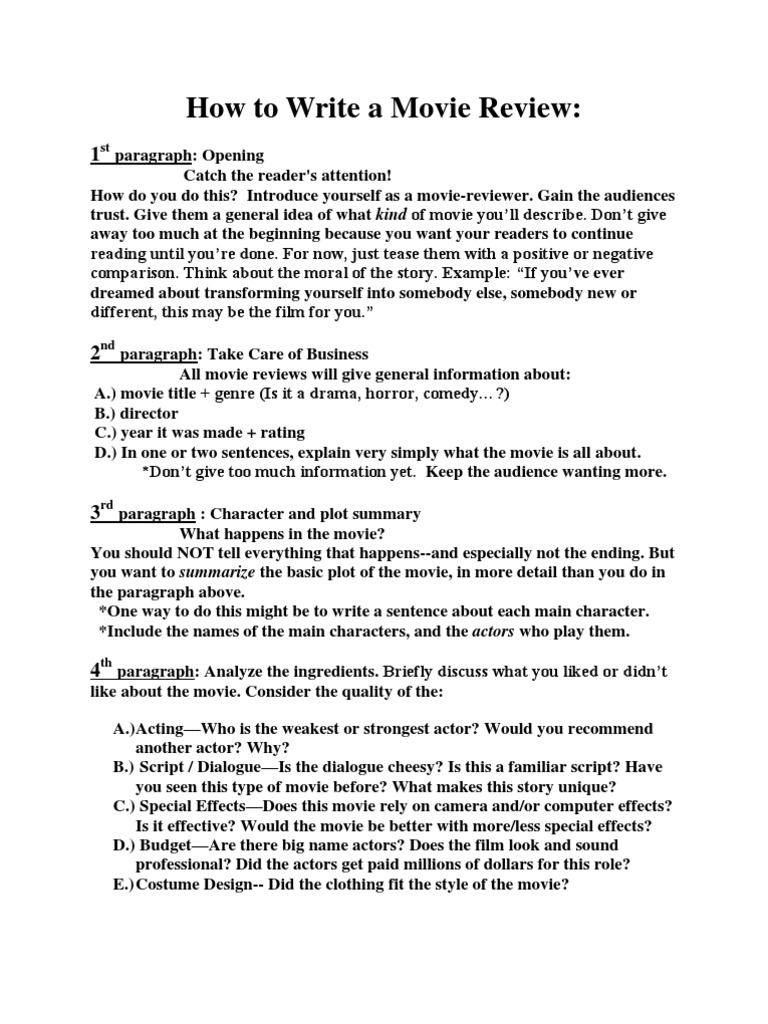 movie review format class 11 isc