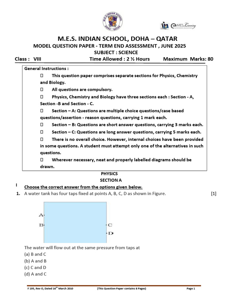 Class 8 Science Model Paper 2025 | PDF | Crops | Coal