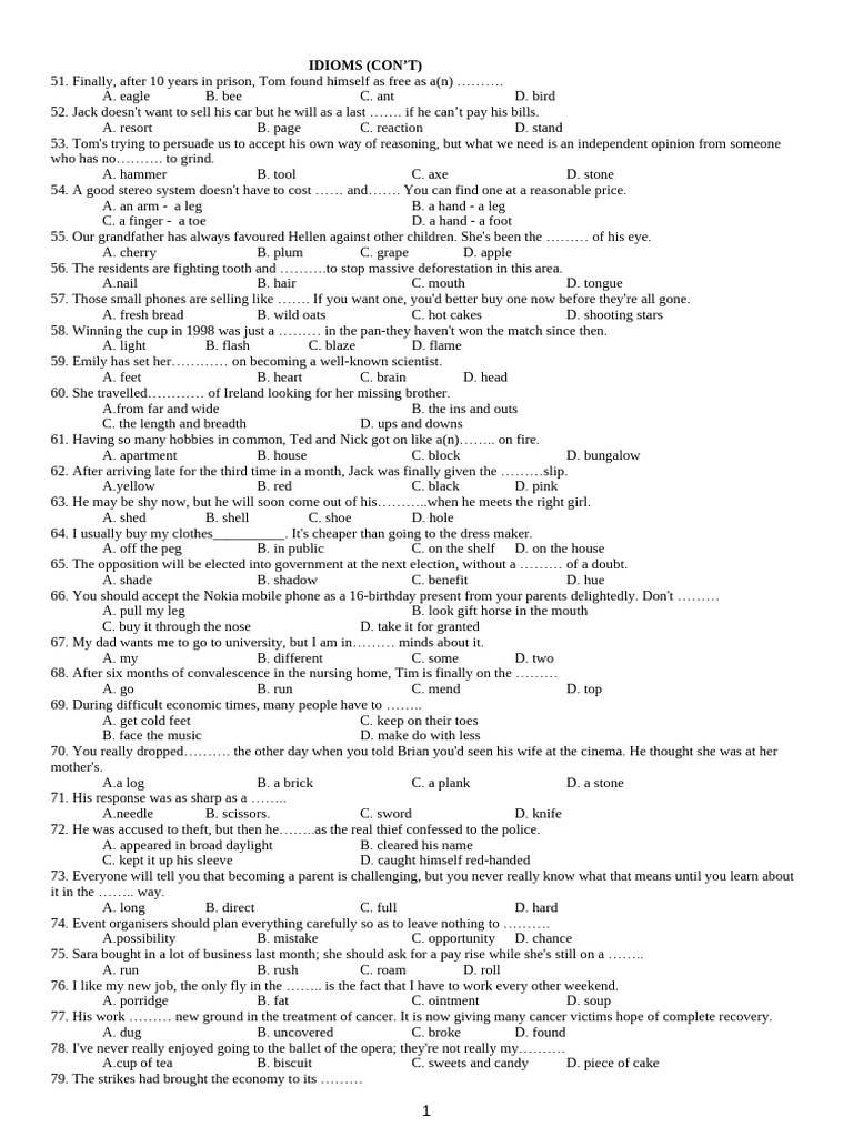 Common English Idioms and Their Meanings | PDF | Wound | Weather