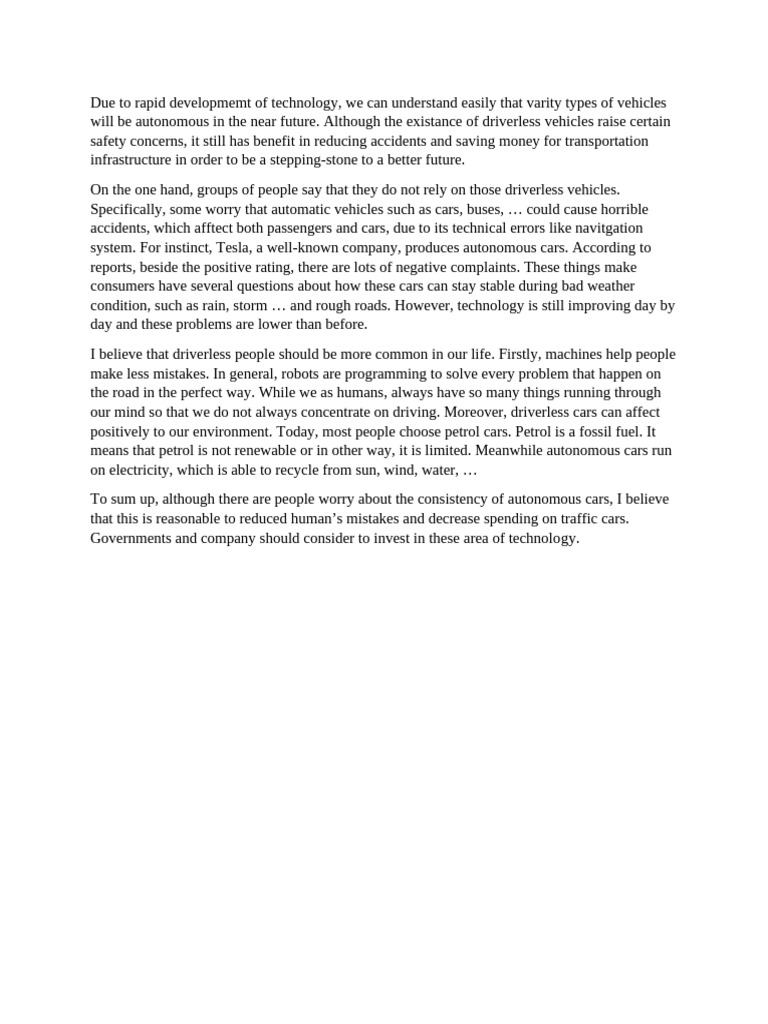 Benefits and Concerns of Autonomous Vehicles | PDF