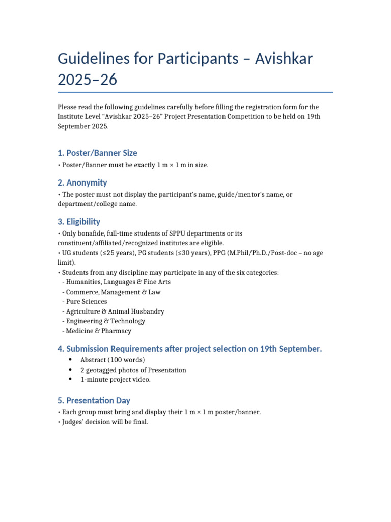Avishkar 2025-26 Competition Guidelines | PDF