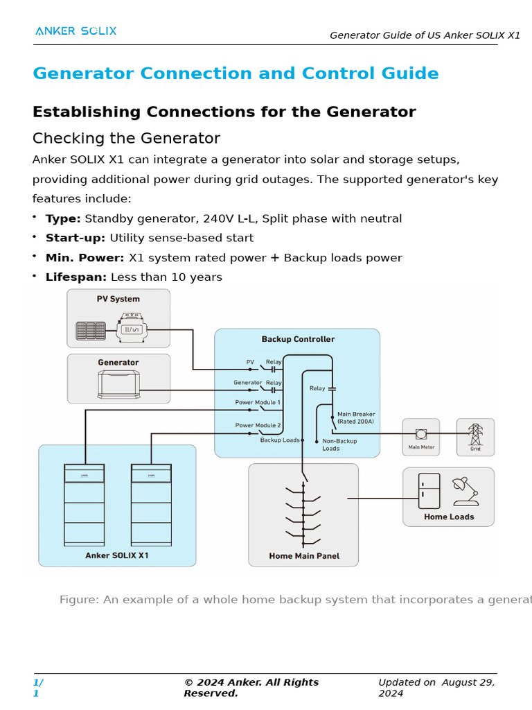 Anker SOLIX X1 Generator Connection Guide | PDF | Electrical Connector ...