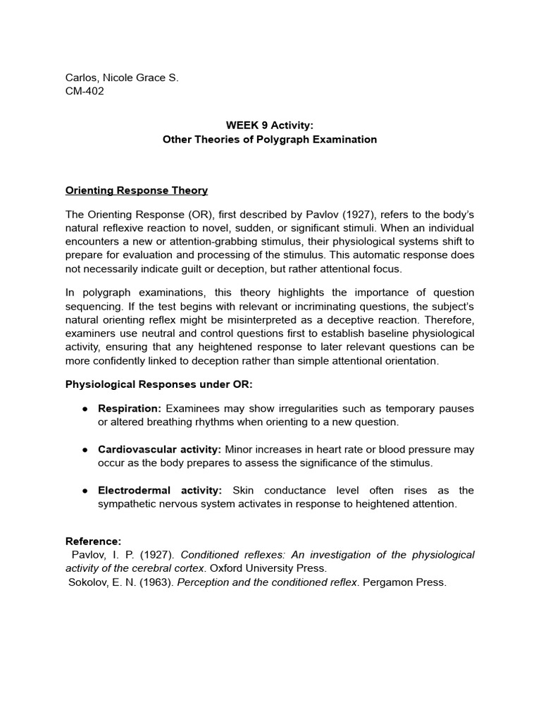 Polygraph Examination Theories Explained | PDF | Polygraph | Classical ...