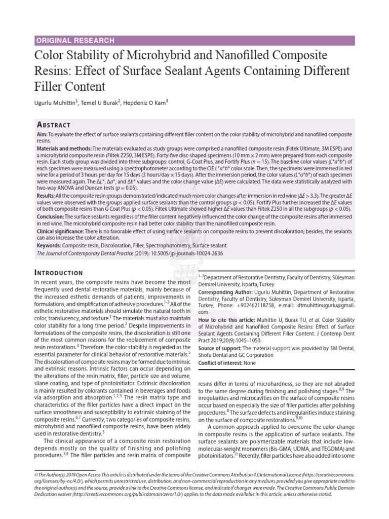 Color Stability in Composite Resins | PDF | Dental Composite