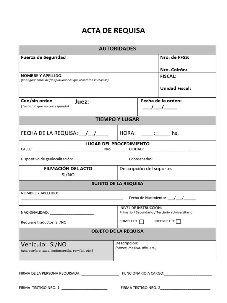 Formulario ACTA DE REQUISA | PDF