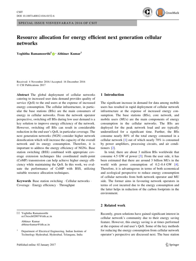 Energy Efficient Cellular Networks | PDF | Energy Conservation ...