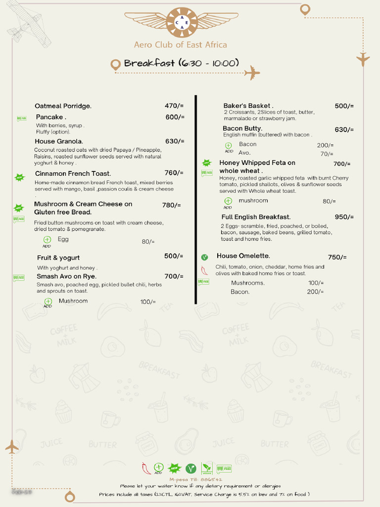 Aeroclub Menu | PDF