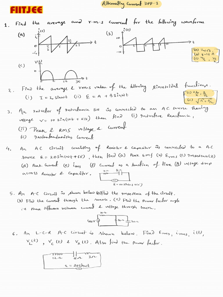 Alternating Current DPP 1 - 230907 - 185438 | PDF