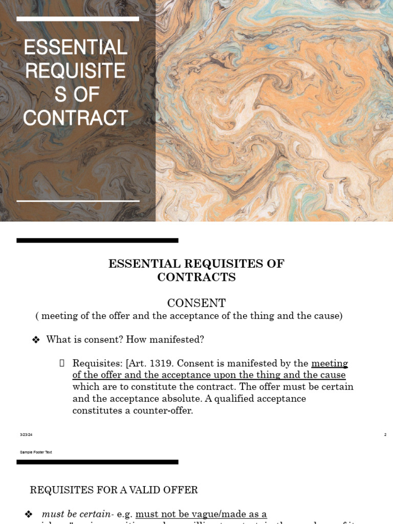 Essential Requisites of Contracts | PDF | Offer And Acceptance ...