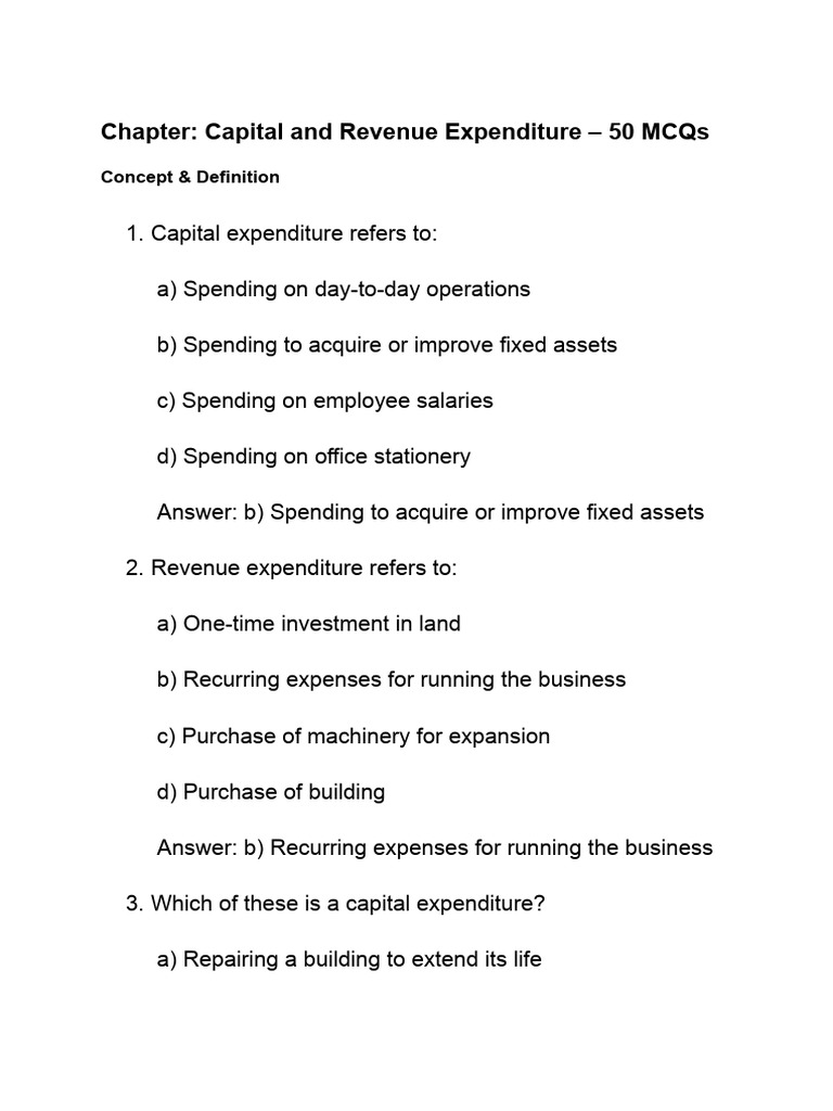 Capital and Revenue Exp | PDF | Expense | Deferral