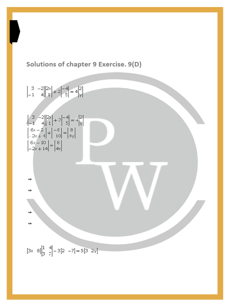 ICSE Class 10 Matrices Solutions | PDF | Matrix (Mathematics) | Integer