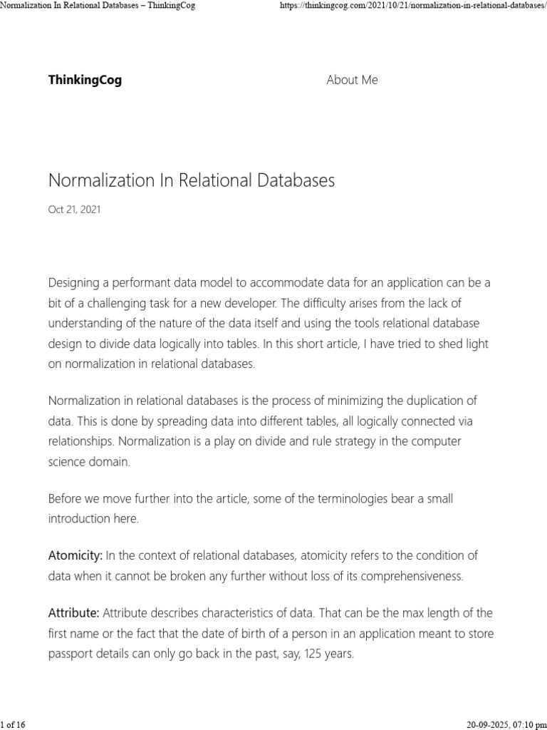 Understanding Database Normalization | PDF | Relational Database ...