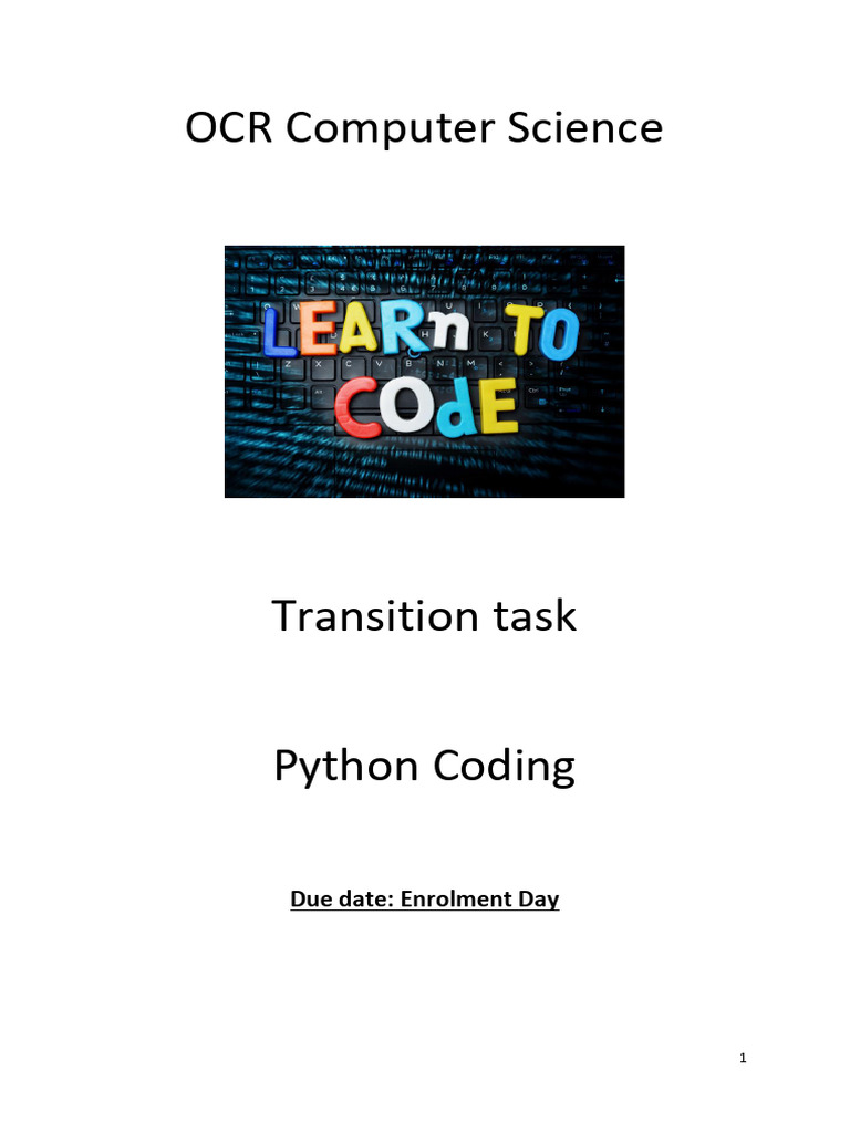 Python Summer Project Guide | PDF | Computer Programming | Python ...