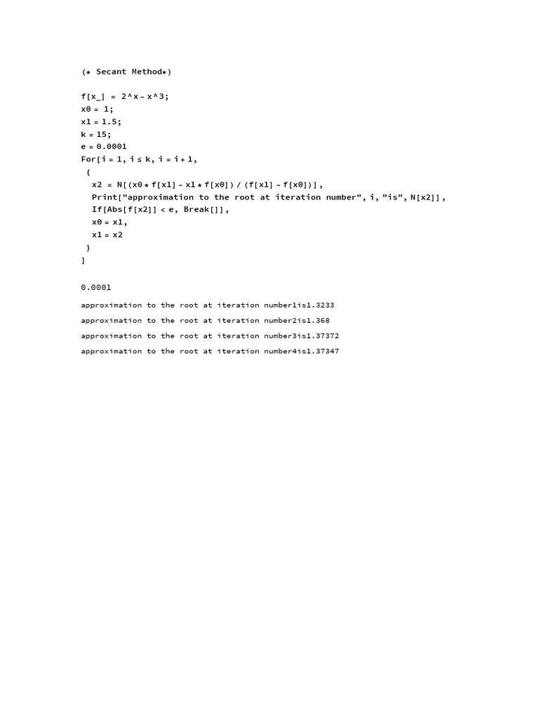 Secant Method Root Approximation | PDF