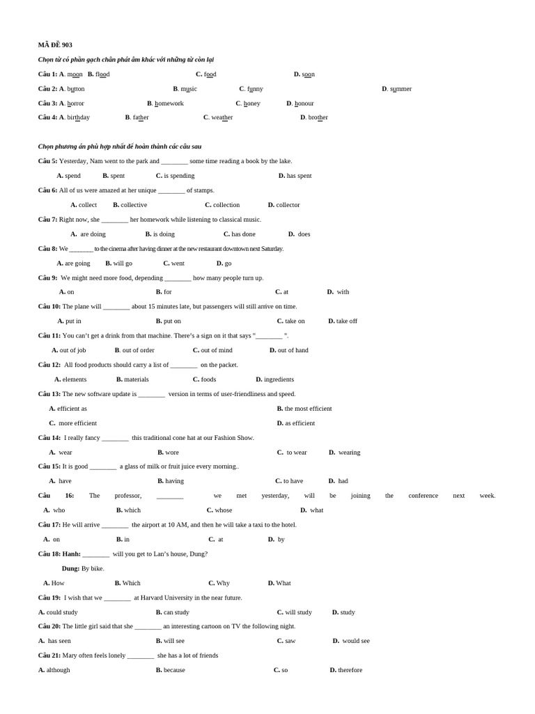 English Language Practice Test 903 | PDF | Water | English Language